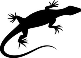 Black silhouette of a lizard isolated on a white background. Vector illustration. AI generated illustration.