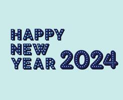 Happy New Year 2024 Abstract Blue Graphic Design Vector Logo Symbol Illustration With Cyan Background