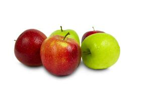 Ripe red and green apples isolated on a white background. photo