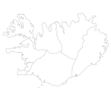 Iceland map. Map of Iceland in administrative regions in white color png