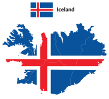 island Karta. Karta av island med island flagga png