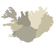 Iceland map. Map of Iceland in administrative regions png