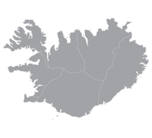 Island Karte. Karte von Island im administrative Regionen im grau Farbe png
