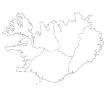 Iceland map. Map of Iceland in administrative regions in white color vector