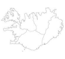 Islandia mapa. mapa de Islandia en administrativo regiones en blanco color vector