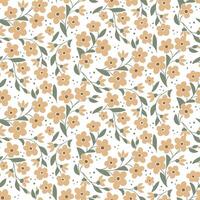 floral resumen modelo en blanco antecedentes en Clásico colores. mano dibujado plano resumen flores, hojas. único retro impresión diseño para textil, fondo de pantalla, interior, envase papel vector