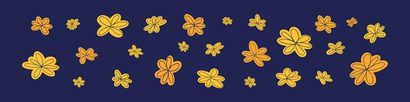 Cute hand drawn doodle of spring flowers, simple and abstract floral pattern. Flat vector illustration isolated on white background.