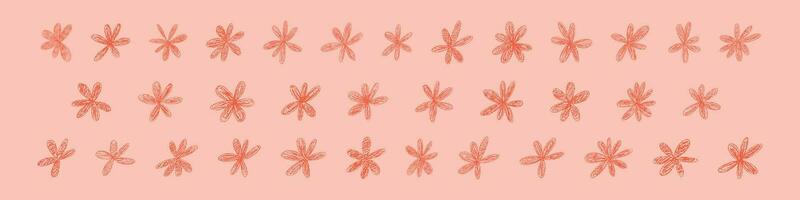 Cute hand drawn doodle of spring flowers, simple and abstract floral pattern. Flat vector illustration isolated on white background.