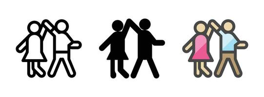 Multipurpose People Dancing Icon in Outline, Glyph, Filled Outline Style vector