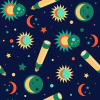 Solar Eclipse seamless pattern in flat cartoon style. Perfect for kids fabric, textile, nursery wallpaper. Vector illustration.