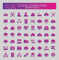 Cloud computing Icons Bundle. Flat gradient icons style. Vector illustration