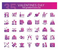 Valentines' day Icons Bundle. Flat gradient icons style. Vector illustration