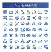 Cloud computing Icons Bundle. Blue colored outline icons style. Vector illustration