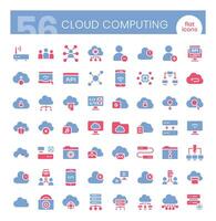 Cloud computing Icons Bundle.Flat two-color icons style. Vector illustration