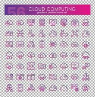 Cloud computing Icons Bundle. Gradient outline icons style. Vector illustration