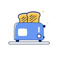 Toaster with two toasts, flat vector illustration.