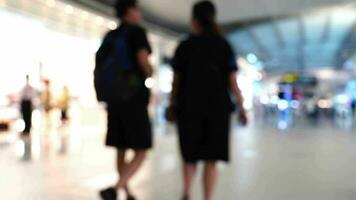 Passenger walking in terminal of airport video