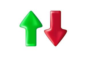 Green and red up and down arrows. 3d vector element