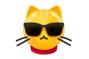 Funny cat with sunglasses. 3d vector illustration