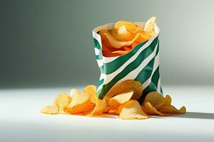 AI generated Basket of Freshly Served Potato Chips photo