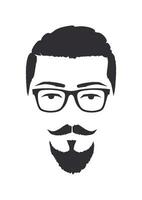 silueta de un hombre con lentes y ancla barba. mano dibujado vector ilustración. diseño elemento aislado blanco antecedentes