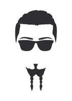 Silhouette of a man with sunglasses and sparrow beard. Hand Drawn Vector Illustration. Design element isolated white background