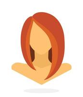 Flat style avatar of European women with long red hair. Vector Illustration. Design element isolated on white background