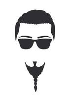 Silhouette of a man with sunglasses and sparrow beard. Hand Drawn Vector Illustration. Design element isolated white background