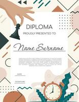 diploma con ajedrez diseño modelo vector