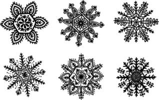 A set of snowflakes. A set of linear icons. Stock illustration. Vector illustration.