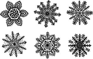 A set of snowflakes. A set of linear icons. Stock illustration. Vector illustration.