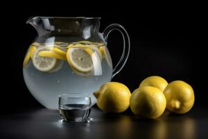 AI generated Freshly Squeezed Lemon Water with Citrus Fruit photo