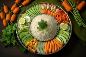AI generated Fresh Vegetable Medley on a Platter photo