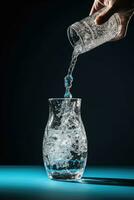 AI generated Pouring Water from a glass carafe or decanter photo