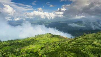 cloudy foggy landscape view above of mountain video