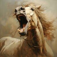 AI generated horse panting nature head photo