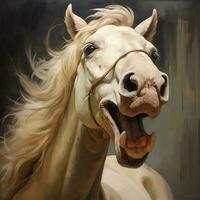 AI generated horse panting nature head photo