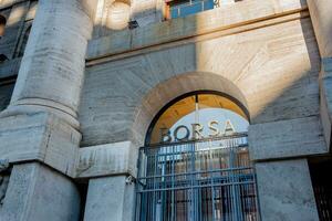 Love sculpture outside the Milan stock exchange photo