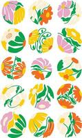 Colorful Matisse Flower Element Set vector