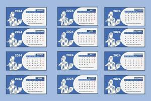 Desk calendar template of 2024 vector