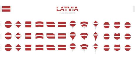 Large collection of Latvia flags of various shapes and effects. vector