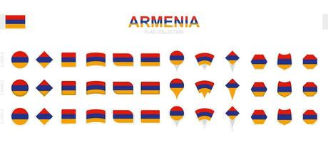 Large collection of Armenia flags of various shapes and effects. vector