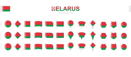 Large collection of Belarus flags of various shapes and effects. vector