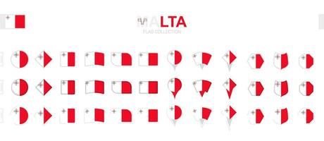 Large collection of Malta flags of various shapes and effects. vector