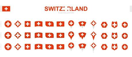 grande colección de Suiza banderas de varios formas y efectos vector