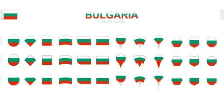 Large collection of Bulgaria flags of various shapes and effects. vector