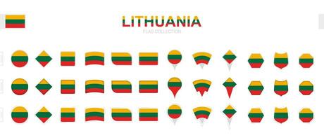 Large collection of Lithuania flags of various shapes and effects. vector