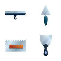 Stucco trowel icons set cartoon vector. Metal trowel of various shape vector