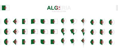 Large collection of Algeria flags of various shapes and effects. vector