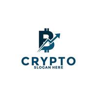 Digital Crypto currency logo with Blockchain technology. Financial technology or fintech logo template vector